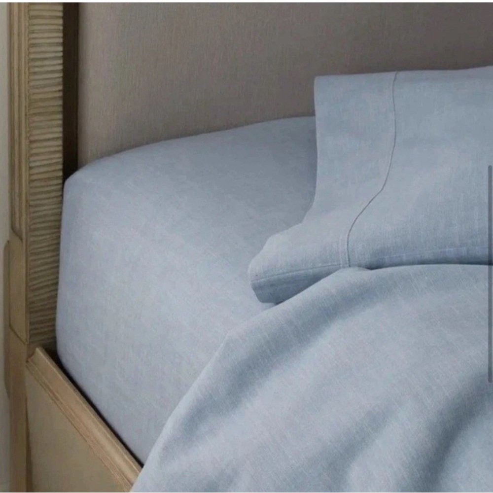 Ralph Lauren Workshirt Chambray Queen Flat Sheet NEW